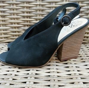 Vince Camuto Black Suedd Peep Toe Sling back Shoe